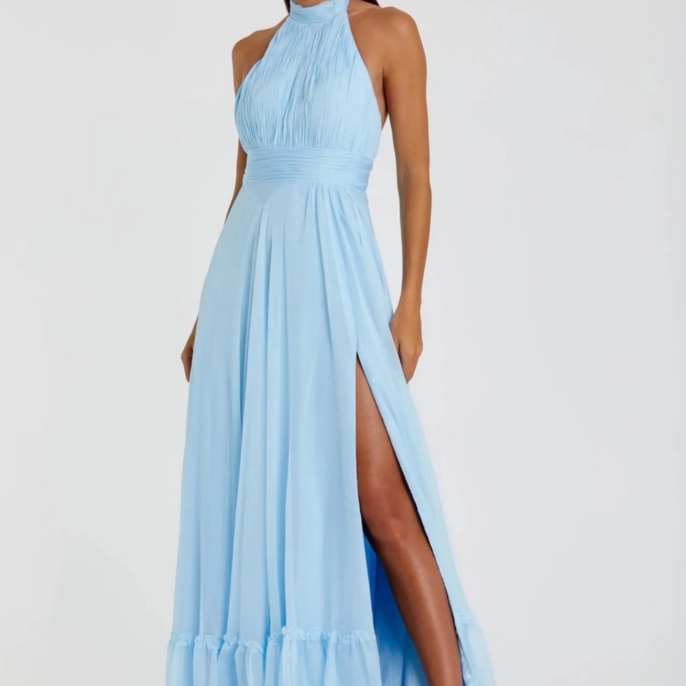 Mac Duggal Light Blue Strapless Dress